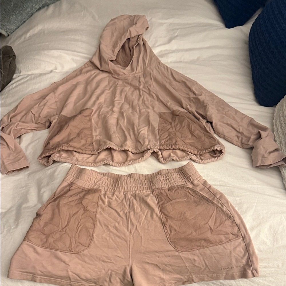 Outdoor Voices Pink Hoodie and Shorts Set